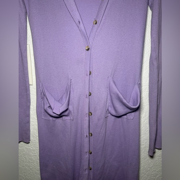 Free People Ribbed Up Maxi Women’s Size Small Lavender Long Cardigan - Picture 4 of 7